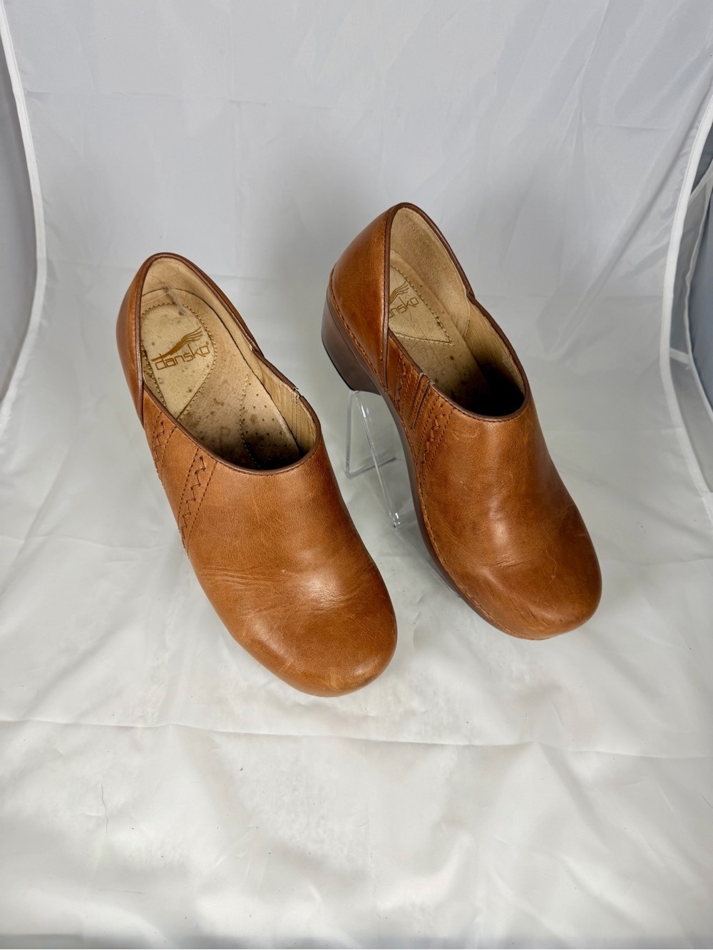 Dansko Cognac Brown Leather Slip-On Clogs for Women